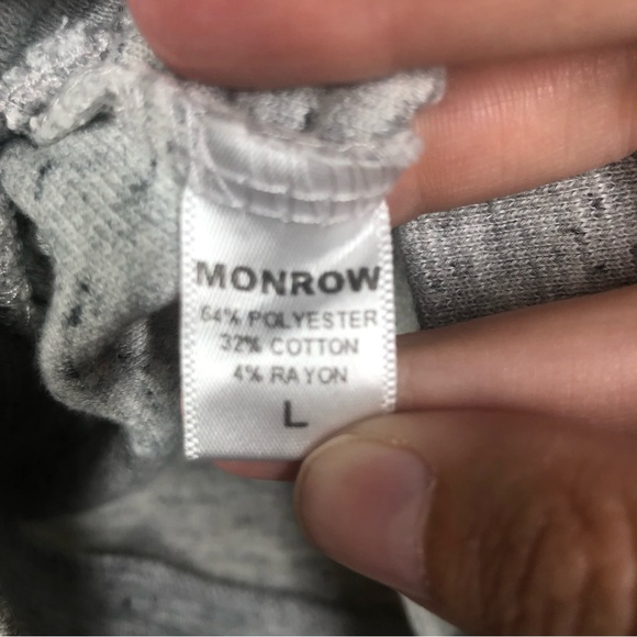 Monrow Reverse Contrast Rib Gray Raglan Sweatshirt - Picture 8 of 9